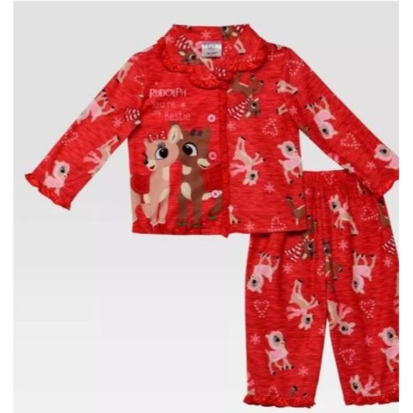 Girls' Rudolph the Red-Nosed Reindeer Coat Pajama Set 18 Month - Picture 1 of 1